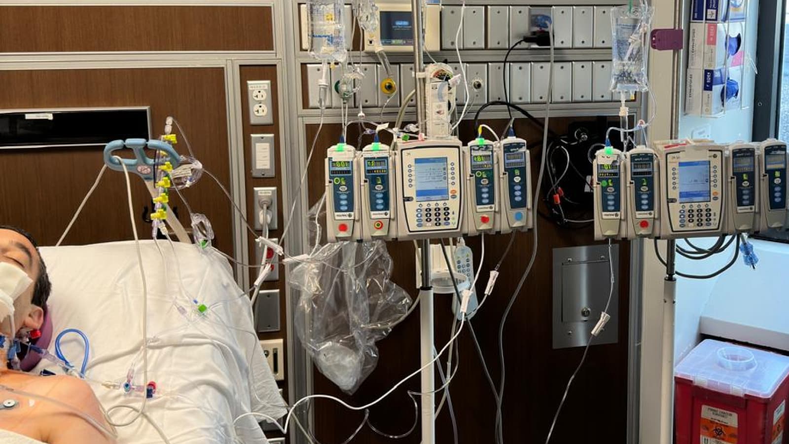 Shlomo in the ICU after open-heart surgery