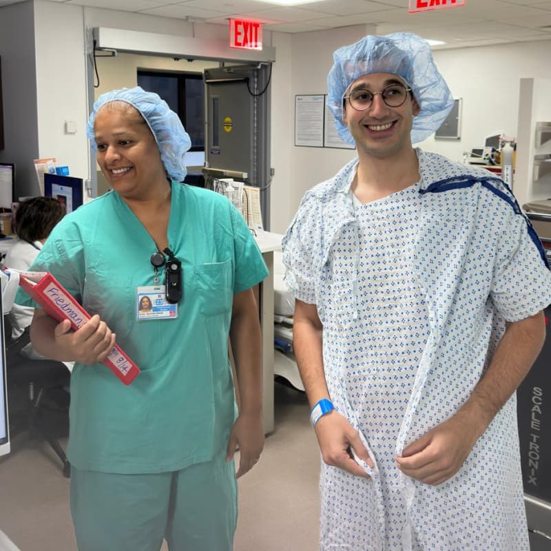 Shlomo with his nurse in surgical prep