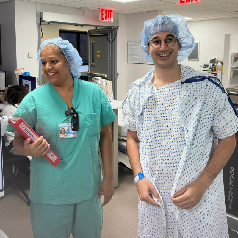 Shlomo with his nurse in surgical prep