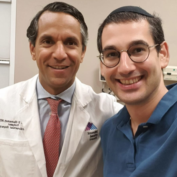 Shlomo with Dr. El-Hamamsy at a follow-up visit
